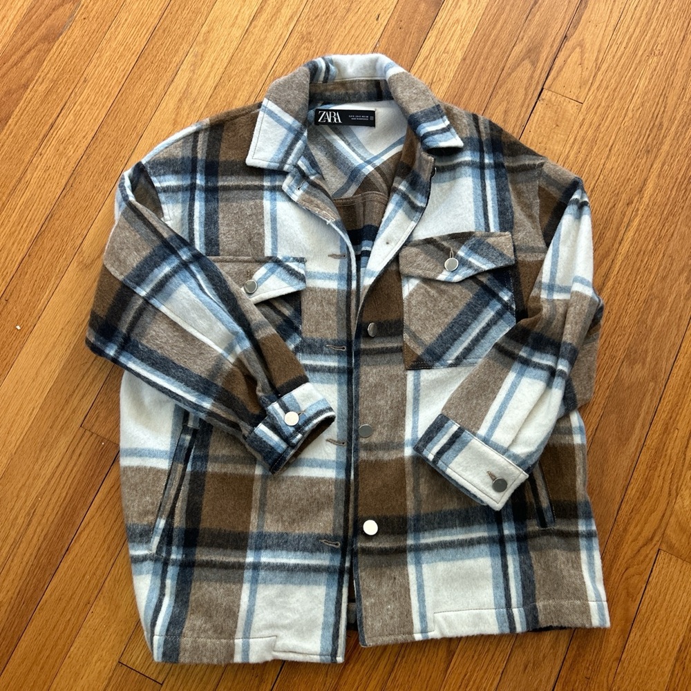 Zara Plaid Jacket - Brown and Blue